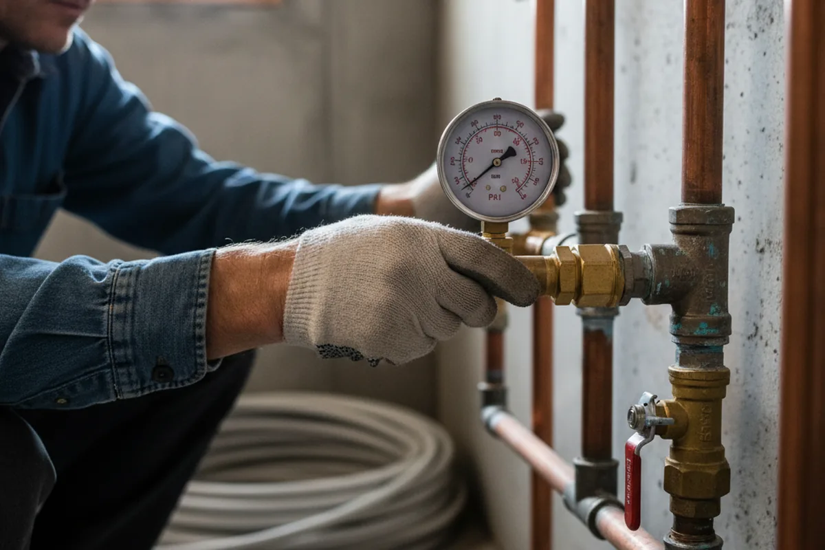Pressure testing a repaired line during Water Line Repair in Patterson