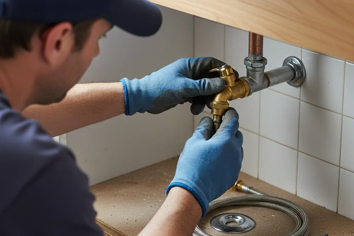 Shutoff valve and fitting work during Burst Pipe Repair in Patterson